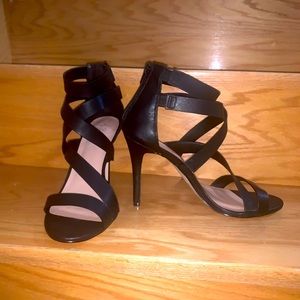 Call it spring VEGAN lace up open toe heel